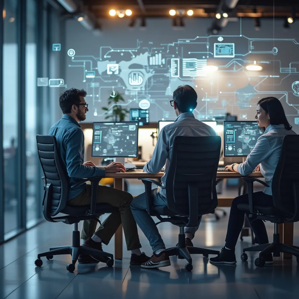 Equipo tecnológico colaborando
